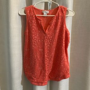 Salmon Color Lace Tank Top - size small